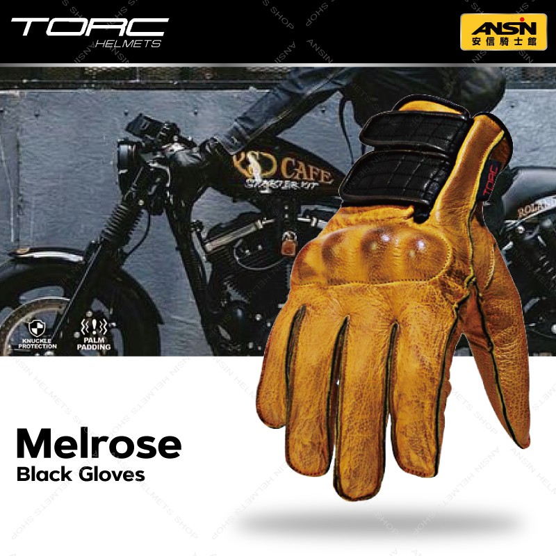 [安信騎士] TORC MELROSE 黃 皮革手套 防摔 皮革 真皮 透氣 短手套 通勤