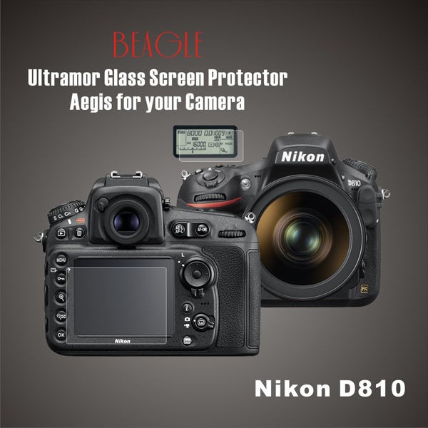 (BEAGLE)鋼化玻璃螢幕保護貼 NIKON D810 專用-抗指紋油汙-耐刮硬度9H-防爆-台灣製(2片式)