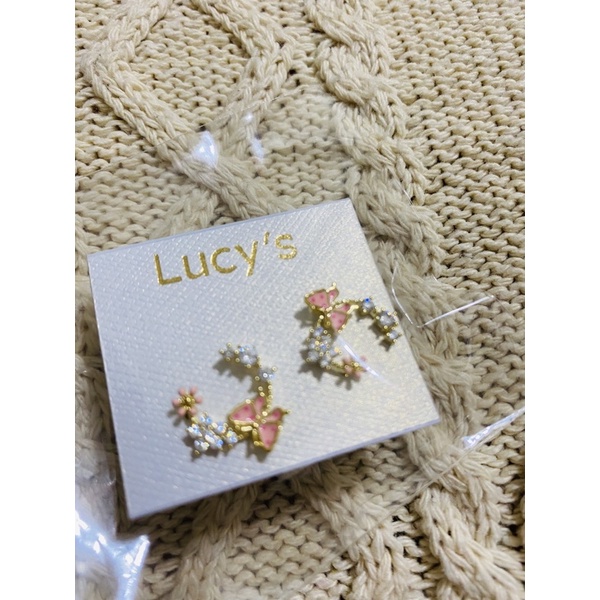 飾品 Lucy’s 粉鑽花圈 耳環