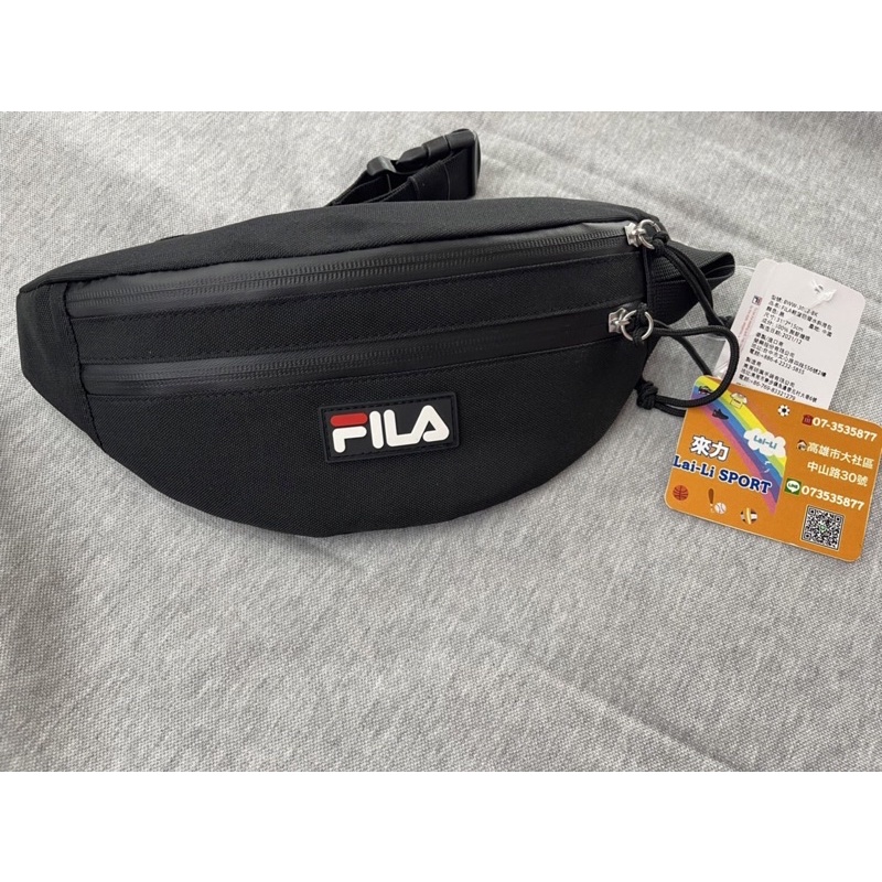 FILA 輕量防潑水斜跨腰包 黑 NO.FILA27