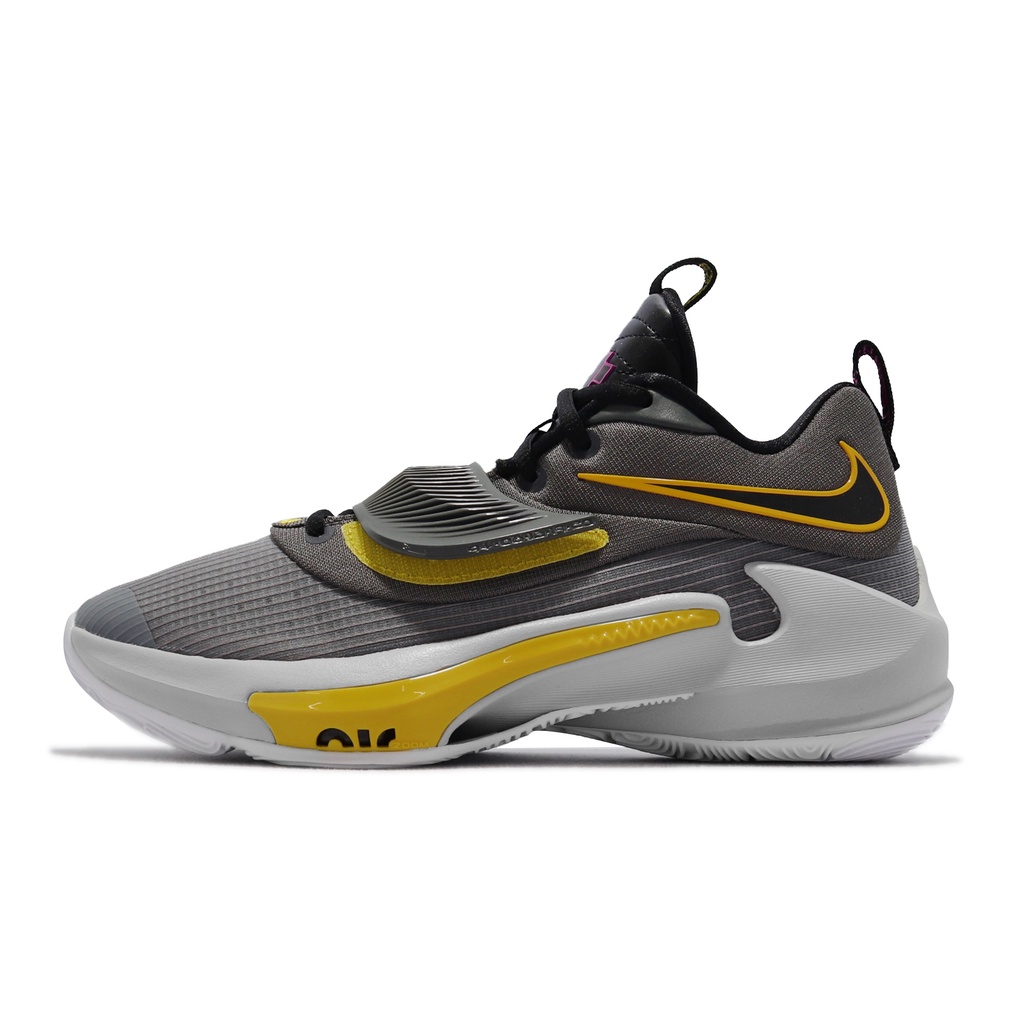 Nike 籃球鞋 Zoom Freak 3 Low Battery 灰 黃 字母哥 男鞋【ACS】 DA0695-006