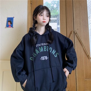 現貨 3色 學院風英字印花口袋長袖連帽帽T#女生上衣#學生上衣#薄款#秋冬#臺灣現貨