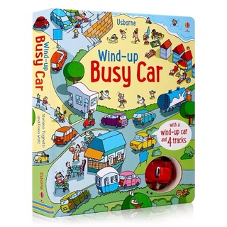 【台灣現貨】Usborne 繁忙的小汽車 Wind-Up Busy Car益智兒童發條玩具書軌道書含小汽車和4個軌道槽