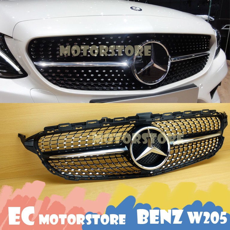 BENZ 賓士 W205 C-Class 2015-2018 鍍絡大星 鍍絡鑽石 亮黑 鼻頭 水箱罩 沒鏡頭 水箱護罩