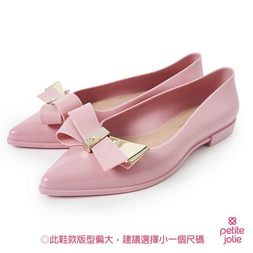 Petite Jolie-優雅蝴蝶結尖頭果凍娃娃鞋-粉紅