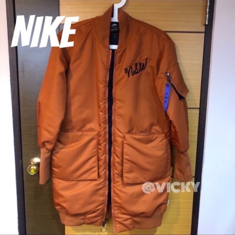 出清！NIKE 外套 MA-1 Bomber  NSW 飛行 外套 橘色 鋪棉 長版外套 迷彩 二手