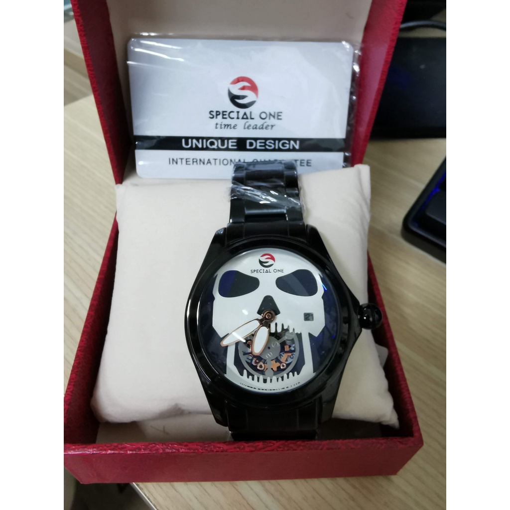SPECILA ONE 骷髏造型手錶 類崑崙泡泡錶 日期窗 男錶 特殊造型 黑鋼帶