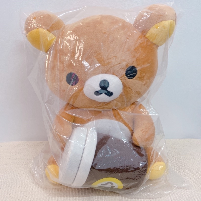 大隻拉拉熊娃娃 拉拉熊抱咖啡杯 拉拉熊抱水杯娃娃 Rilakkuma 拉拉熊玩偶 可愛懶懶熊 懶惰熊抱杯子