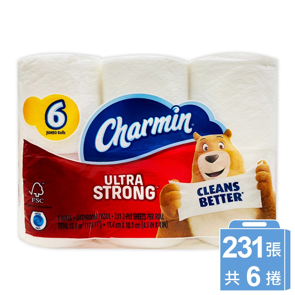 美國【Charmin】超強韌捲筒衛生紙231張*6捲
