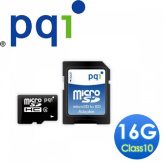 PQI 勁永MicroSDHC 16GB Class10高速 記憶卡(贈轉卡)