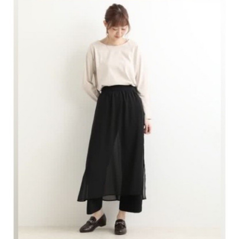 日牌majestic Legon假兩件褲裙 咖 黑 蝦皮購物