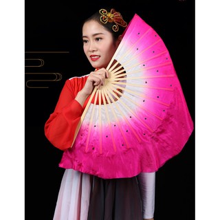 🌹手舞足蹈舞蹈用品🌹玫紅色正染真絲短飄扇/秧歌扇/舞蹈扇/每支$180元