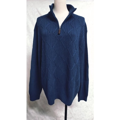 全新超厚男裝專櫃Tasso Elba 100% cashmere 喀什米爾 羊絨 深藍色 麻花織法 毛衣 ~B656