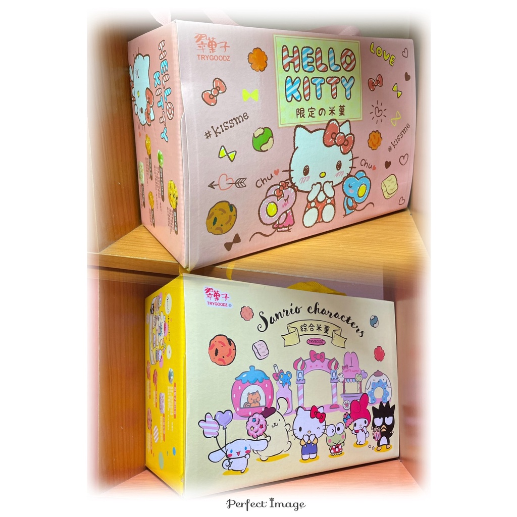 2022Hello Kitty限定の米菓、Sanrio夢想樂園綜合米菓，翠菓子225克禮盒組，禮盒造型，送禮大方又美味