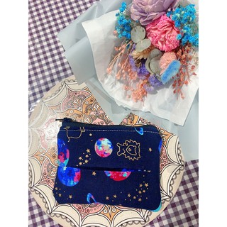 ✨ 手作 厚棉布 星座星空 夜空 袖珍包零錢包 二合一外出型零錢包