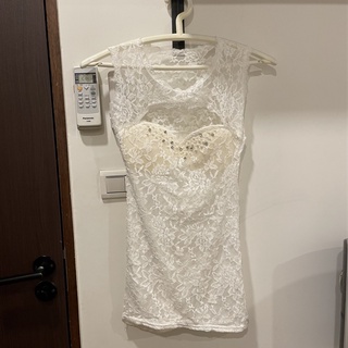 辣妹夜店白洋裝 貼身洋裝 白色洋裝 性感洋裝 無袖洋裝