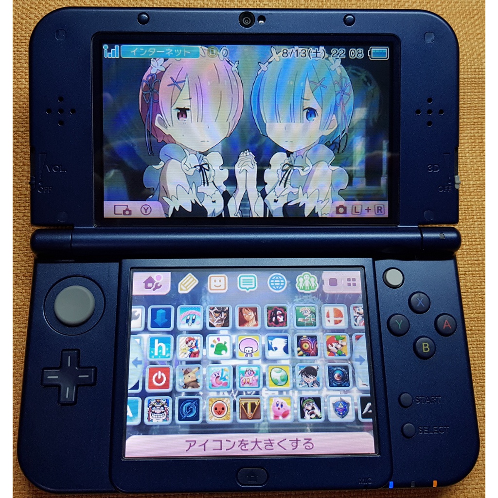 NEW 3DS LL 藍色-近全新 改B9S系統+32G卡+32數位遊戲+全新機身軟殼+USB充電+螢幕保護貼 2DS
