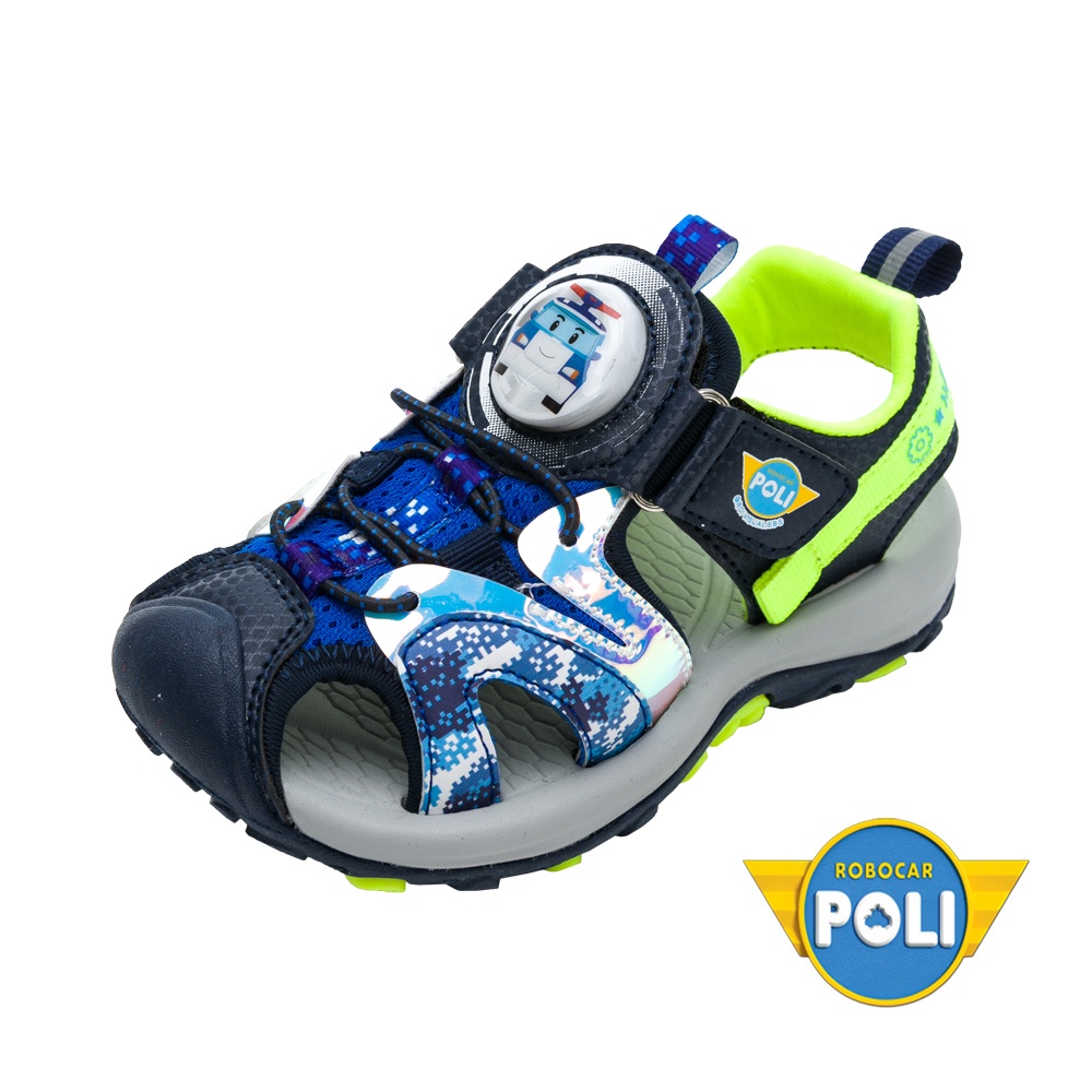 波力 童鞋 護趾電燈涼鞋 POLI藍色/POKT10226/Shoe Plaza