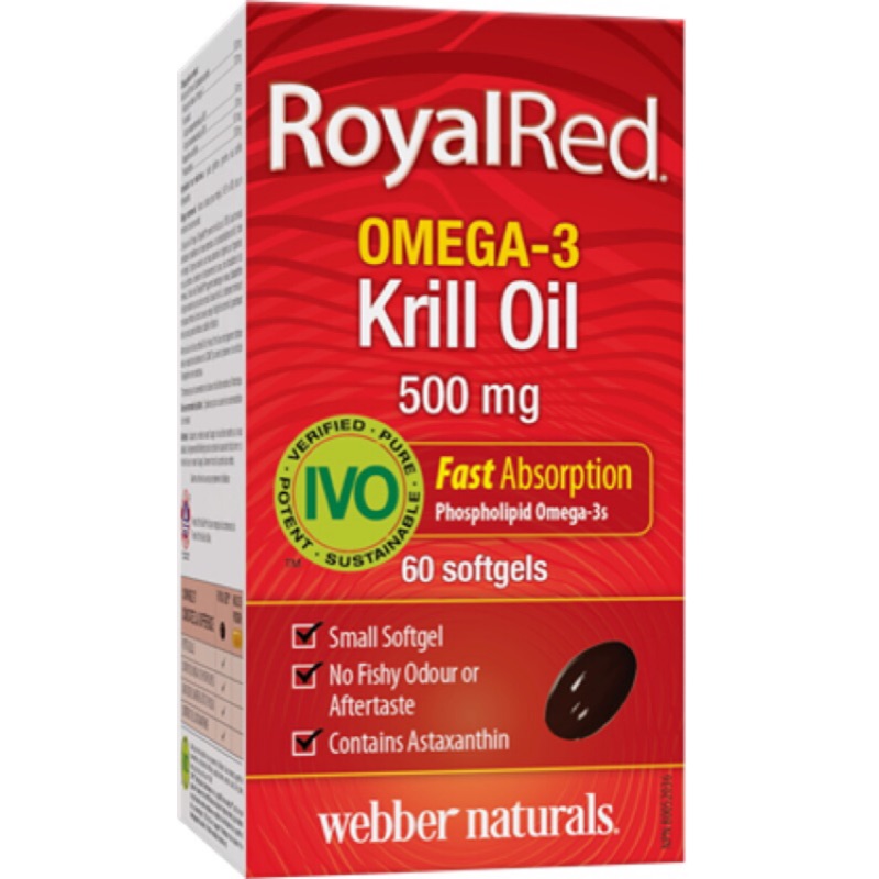加拿大 全新未拆_Royal Red皇家紅磷蝦油krill oil500毫克、60粒軟膠囊Webber naturals