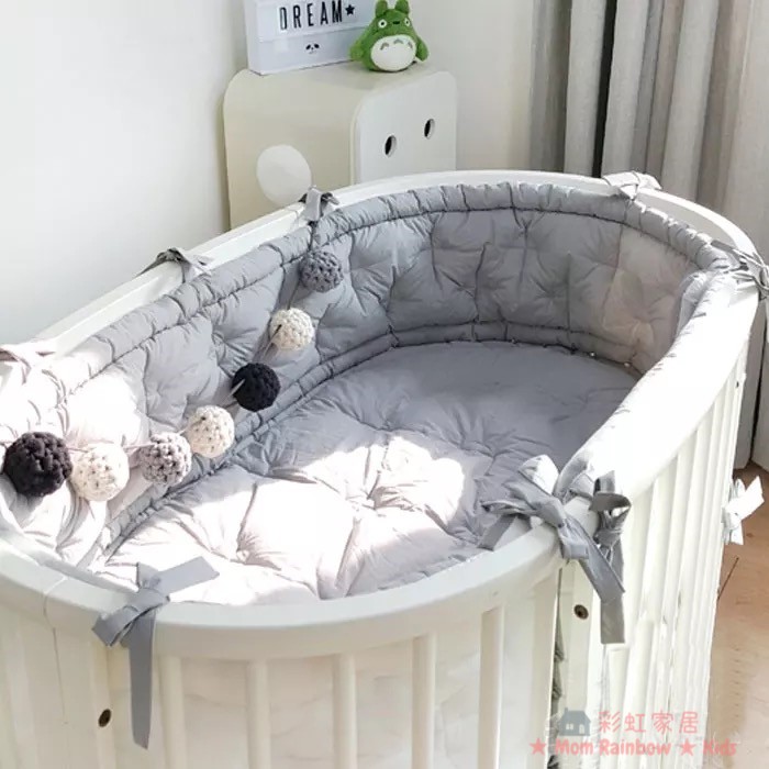 超柔手作莫蘭迪韓式拼色純棉嬰兒床床圍 stokke 圓床 床包