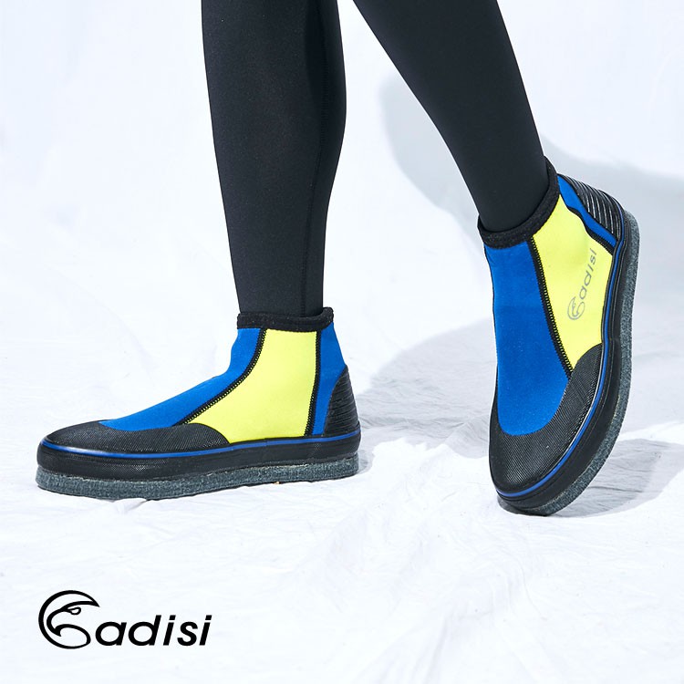 ADISI 短筒潛水鞋 AS11107【黃-寶藍】 / 溯溪鞋 浮潛 膠鞋