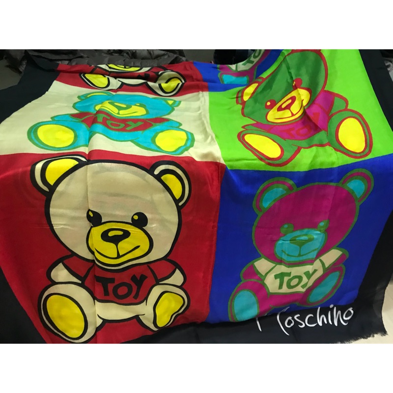 moschino 全新正品 專櫃購入 小熊絲巾 圍巾