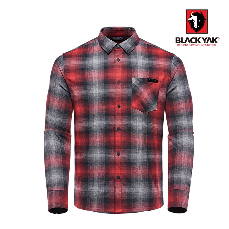 【BLACK YAK】男法蘭絨格紋襯衫[酒紅]襯衫|BYIA2MS30206