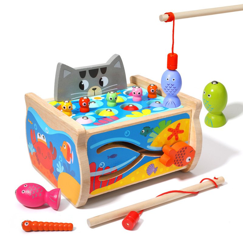 磁性小貓釣魚玩具 益智力玩具 嬰幼兒童1一2歲半玩具 寶寶男女孩積木 精細動作早教【免運現貨】 CawU