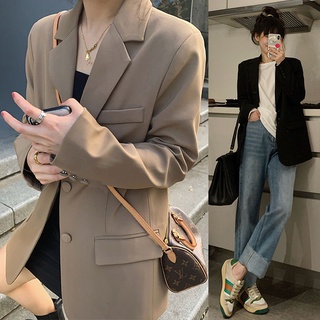 蔓莎💞敲百搭 熱賣款 女式寬鬆西裝外套小西裝夾克2025春秋復古風韓版西裝新款休閑西裝上衣懸垂感oversize西裝