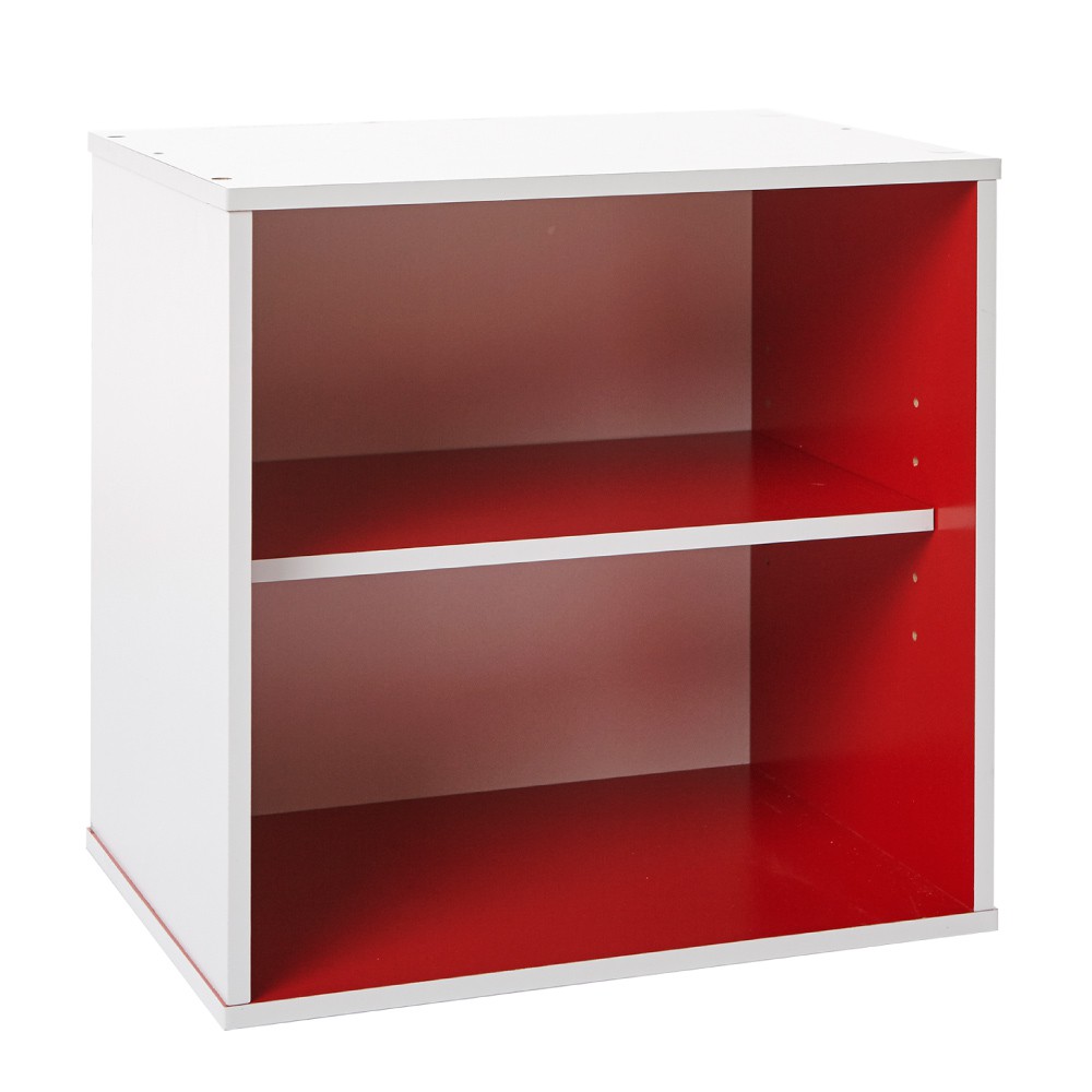 【ikloo】現代風二格收納櫃/置物櫃 紅色/綠色 置物櫃 書櫃 收納櫃