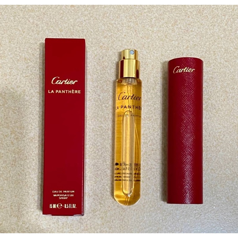 Cartier La Panthere 15ml女用香水（附真皮管套&amp;原廠提袋緞帶）