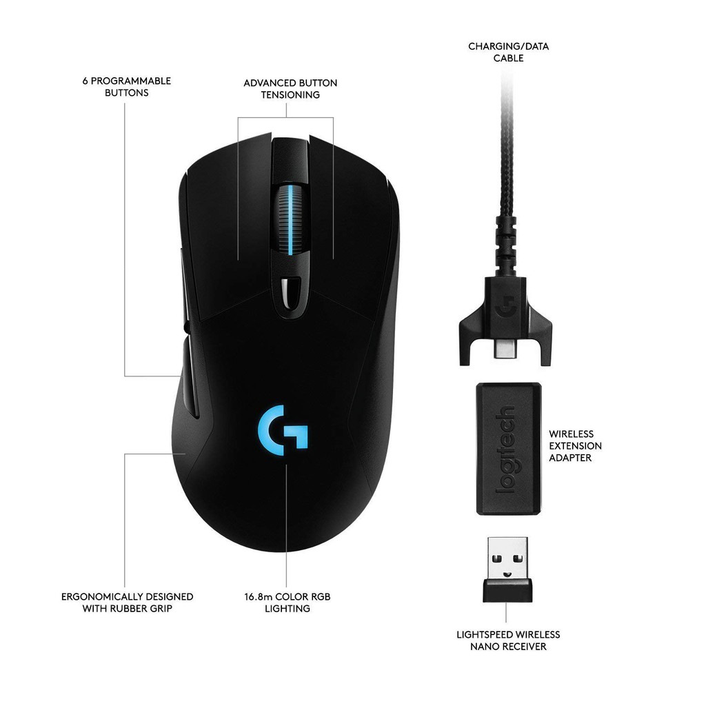 發票保固羅技Logitech G703 LightSpeed無線遊戲電競滑鼠12000DPI感應器無線充電藍芽內建記憶體