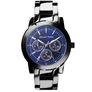 (人氣熱銷) RELAX TIME (R0800-16-07X) 三眼日曆顯示腕錶-藍x黑 大42.5mm