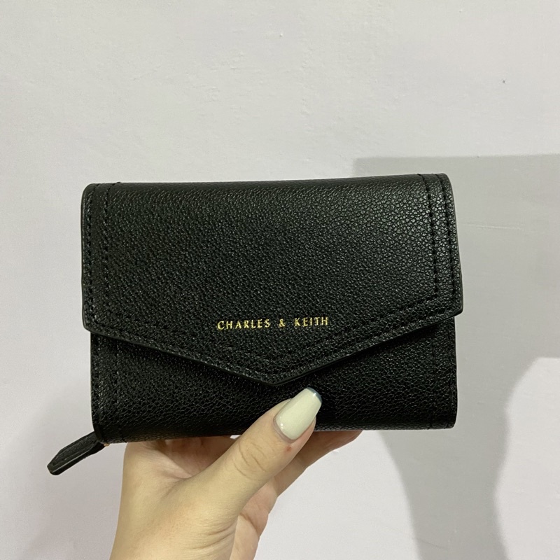 🆕 小ck 短夾 CHARLES & KEITH 黑色皮夾 包包 附防塵袋 盒裝