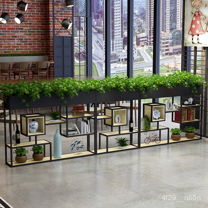 【工廠直銷】特惠/新品 鐵藝簡約現代餐廳隔斷辦公室遮擋裝飾置物架工業風綠植半圍欄屏風