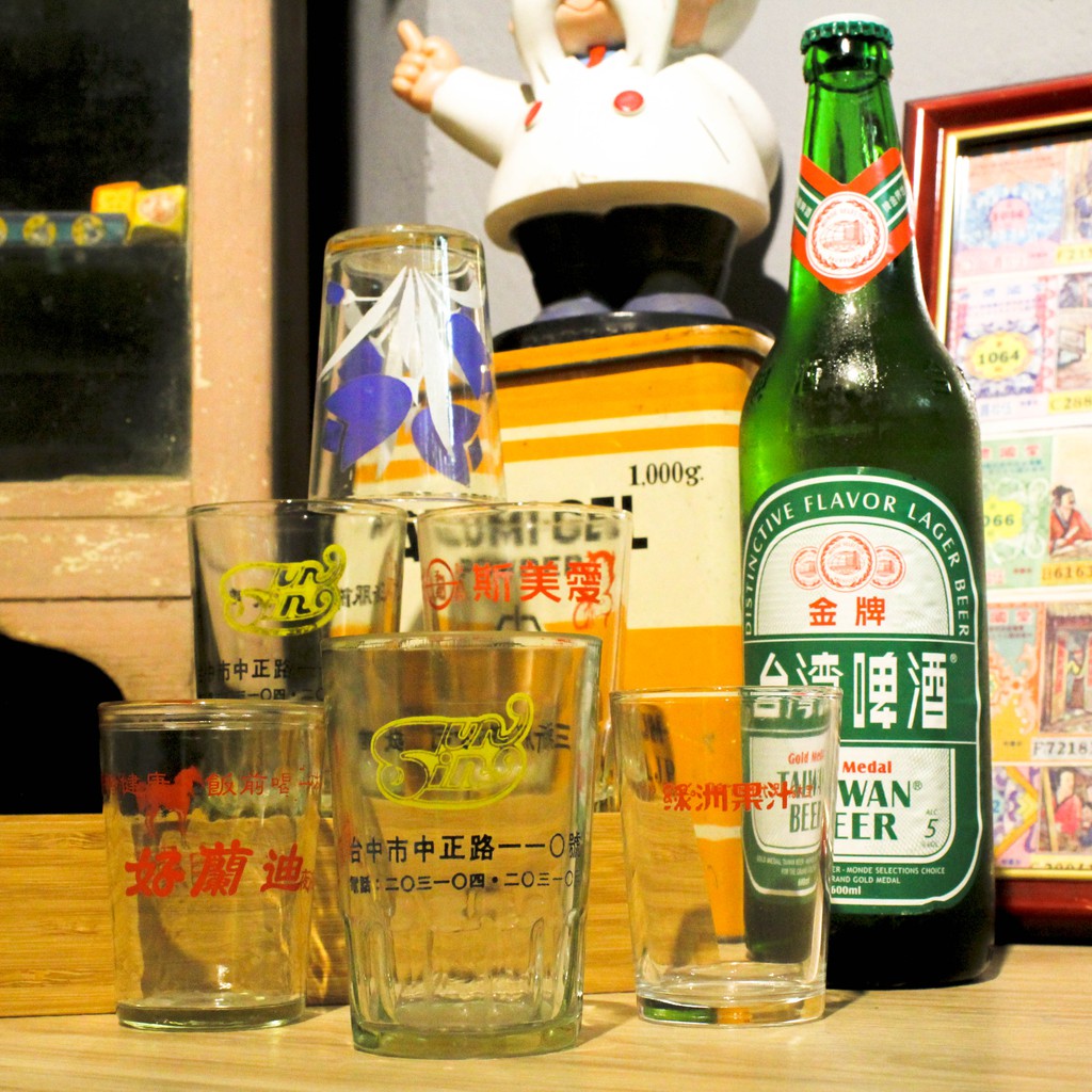 【小梅花選品】老啤酒矮杯｜老道具/台灣早期/老玻璃杯