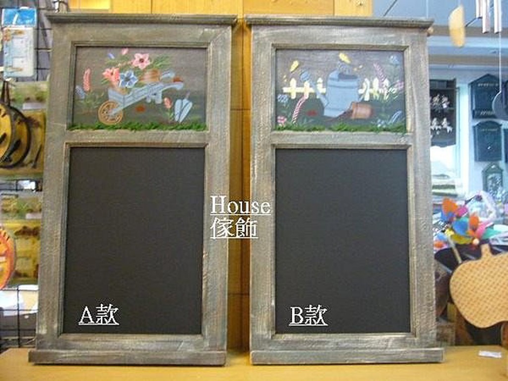 *︵House傢飾2館︵*壁掛式~木製彩繪推車/澆花器黑板~2款~新品上市~~~