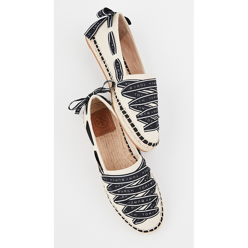 美國代購正版 Tory Burch Tb 春夏新款logo緞帶漁夫鞋草編鞋 蝦皮購物