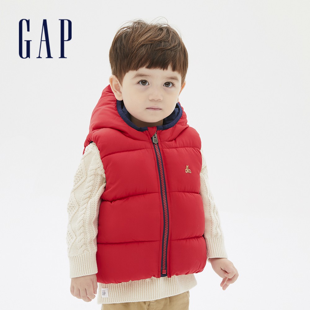 Gap 嬰兒裝 活力亮色連帽背心-紅色(592812)