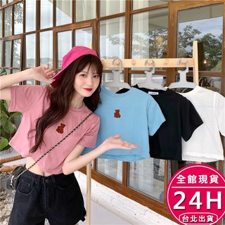 【梨卡】隔日到貨 女裝 短袖 短版 上衣 T恤 衣服 女生衣服 上衣女 夏天衣服 多巴胺穿搭 BR1154【現貨24H】