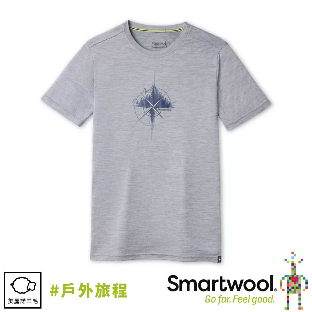 【SmartWool 美國 男 Merino Sport 150 塗鴉短袖T恤《戶外旅程/淺灰色》】SW011534
