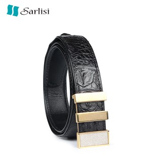 【臺灣出貨】【Sarlisi】真皮鱷魚皮腰帶男士皮帶 黑色/咖啡色 四款可選