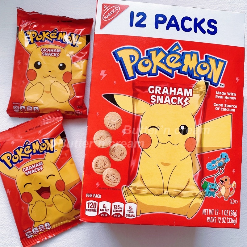 【奶油奶油】現貨 美國 Pokémon graham snacks 寶可夢造型餅乾 蜂蜜口味