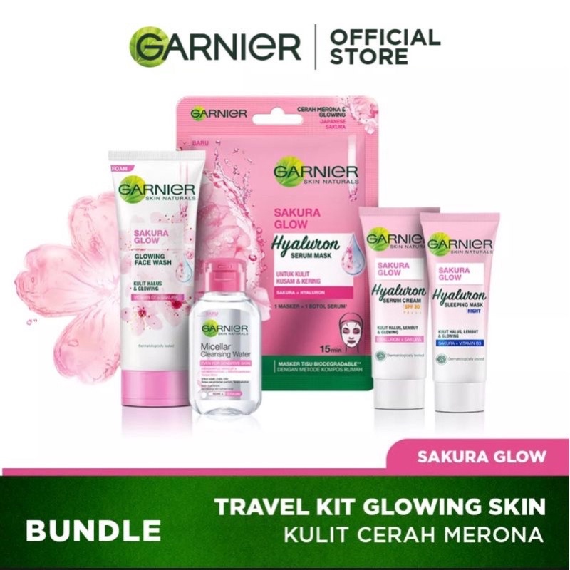 🌸(印尼店)🇮🇩面霜 Garnier Sakura Glow Skin Care Paket Travel kit