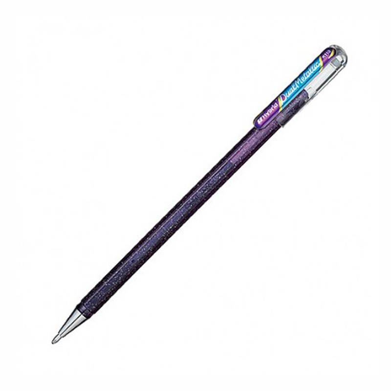 Pentel K110 彩蝶兩混色中性筆-紫色與金屬藍色