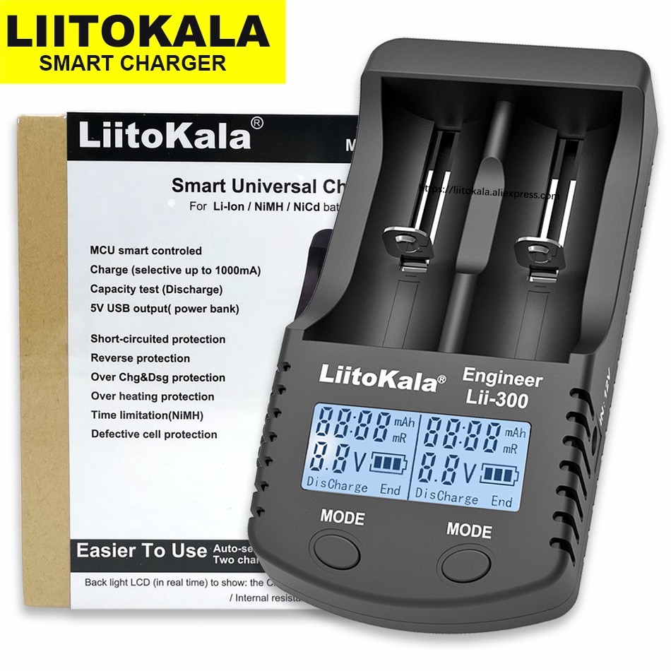 LiitoKala Lii-300 2節3.7V1.2V18650充電器 AA AAA 充放電量測智能充電器26650