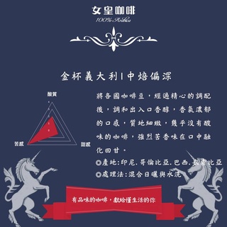 【女皇咖啡】金盃義大利咖啡 一磅 阿拉比卡咖啡豆 新鮮烘焙 中稍深焙