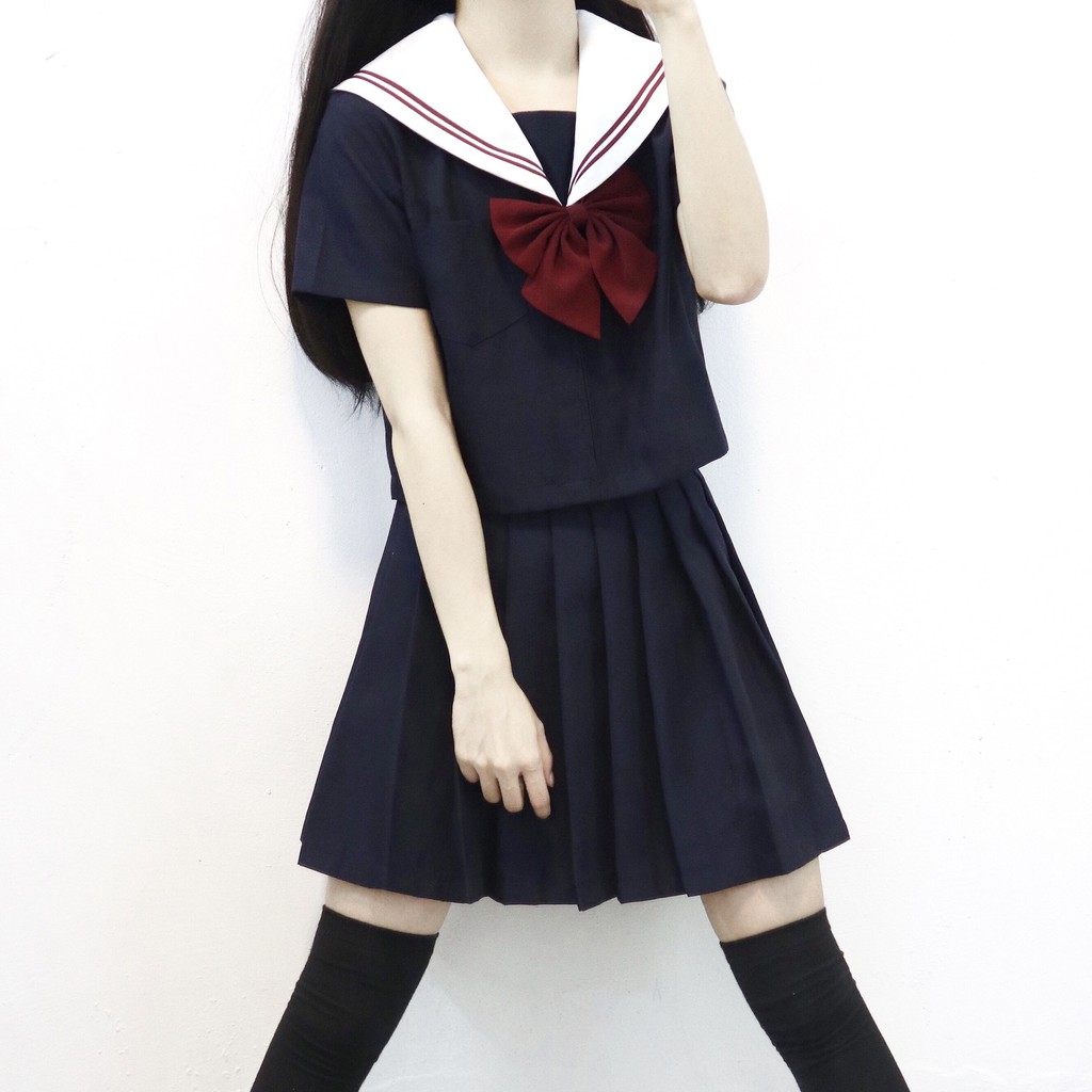 日系校服jk制服學院風水手服短袖不良少女赤二本 蝦皮購物