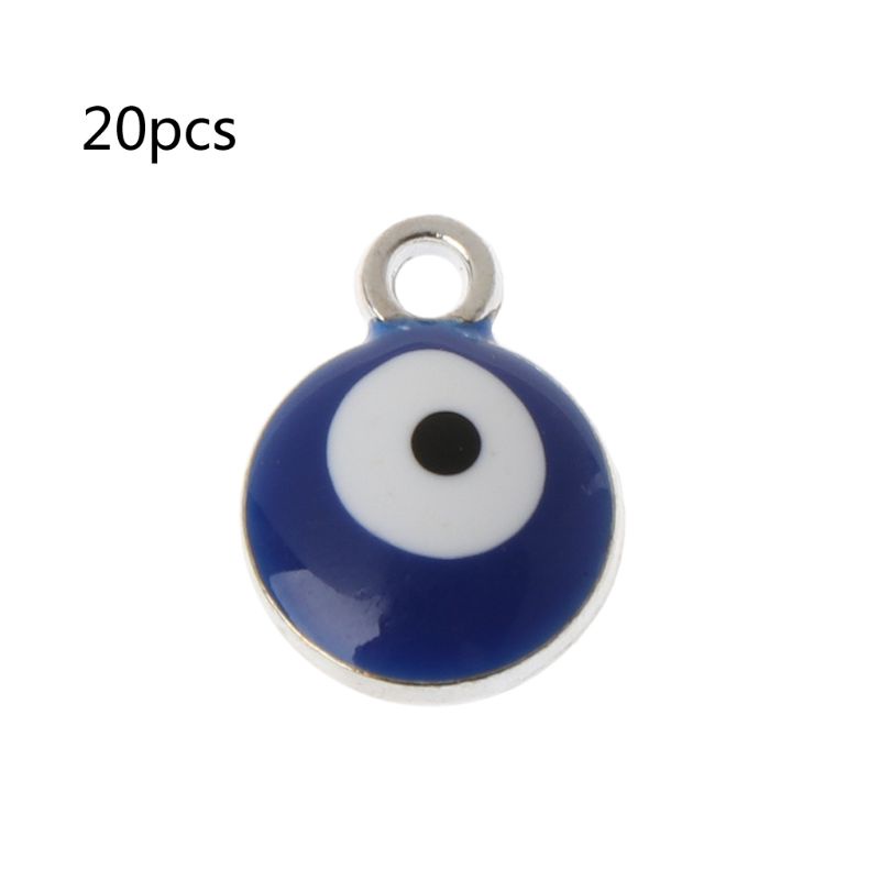 Flgo 20 件套藍色邪惡之眼珠用於珠寶製作的邪惡之眼珠手工樹脂玻璃邪惡之眼間隔珠串飾