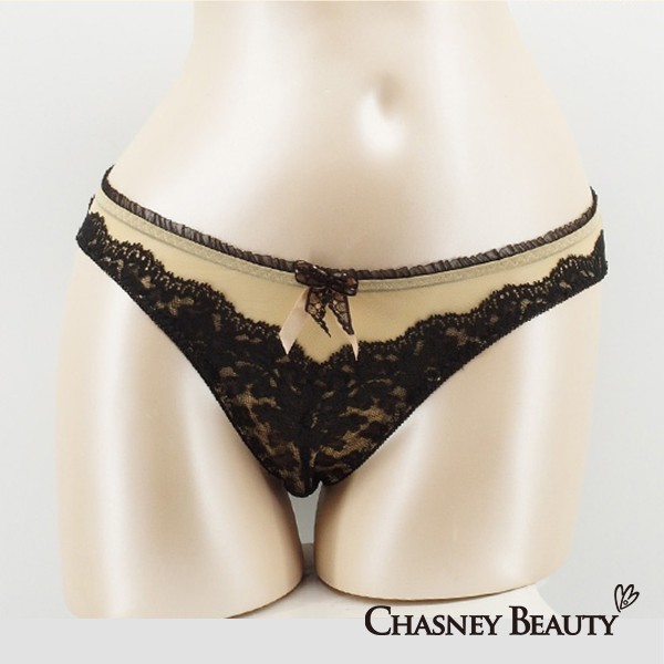 Chasney Beauty隱形豹紋蕾絲三角褲S-L(黑)